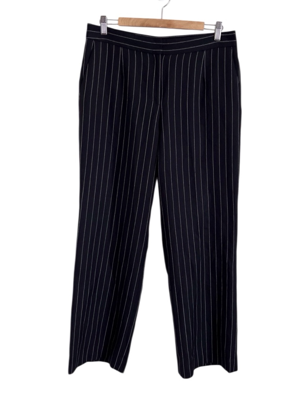 Pendleton Black Pinstripe Wool Pant Menswear Suiting Neutral Minimal 12 Petite